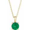 Created Emerald Necklace in 14 Karat Yellow Gold Created Emerald 16 inch Pendant