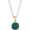 Created Alexandrite Necklace in 14 Karat Rose Gold Created Alexandrite 16 inch Pendant