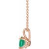 Lab Emerald Necklace in 14 Karat Rose Gold Lab Emerald 16 inch Pendant