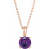 Genuine Amethyst Necklace in 14 Karat Rose Gold Amethyst 16 inch Pendant