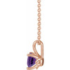Genuine Amethyst Necklace in 14 Karat Rose Gold Amethyst 16 inch Pendant