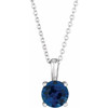 Lab Sapphire Necklace in Platinum Lab Sapphire 16 inch Pendant
