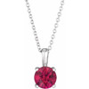 Created Ruby Necklace in Sterling Silver Created Ruby 16 inch Pendant