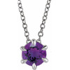 Genuine Amethyst Necklace in Sterling Silver Amethyst Solitaire 16 inch Pendant