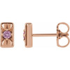 14 Karat Rose Gold Natural Pink Sapphire Starburst Bar Earrings