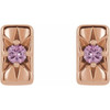 14 Karat Rose Gold Natural Pink Sapphire Starburst Bar Earrings