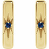 14K Yellow Natural Blue Sapphire Starburst Bar Earrings
