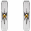 Platinum Natural Yellow Sapphire Starburst Bar Earrings