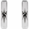 14K White Natural Black Onyx Starburst Bar Earrings