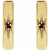 14K Yellow Natural Black Onyx Starburst Bar Earrings