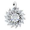 Sterling Silver Natural White Sapphire and 0.60 Carat Natural Diamond Halo Pendant