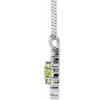 Sterling Silver Natural Peridot and 0.60 Carat Natural Diamond Halo 16 inch Pendant