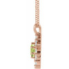 14 Karat Rose Gold Natural Peridot and 0.60 Carat Natural Diamond Halo 16 inch Pendant