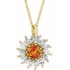 14 Karat Yellow Gold Natural Citrine and 0.60 Carat Natural Diamond Halo 16 inch Pendant