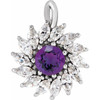 14 Karat White Gold Natural Amethyst and 0.60 Carat Natural Diamond Halo Pendant