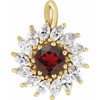 14 Karat Yellow Gold Natural Mozambique Garnet and 0.60 Carat Natural Diamond Halo Pendant