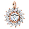 14 Karat Rose Gold Natural White Sapphire and 0.60 Carat Natural Diamond Halo Pendant