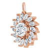 14 Karat Rose Gold Natural White Sapphire and 0.60 Carat Natural Diamond Halo Pendant