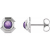 Genuine Amethyst Earrings in 14 Karat White Gold Amethyst Geometric Earrings