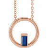 14 Karat Rose Gold Natural Blue Sapphire Circle 16 inch Pendant