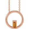 14 Karat Rose Gold Natural Citrine Circle 16 inch Pendant