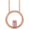 14 Karat Rose Gold Natural Pink Tourmaline Circle 16 inch Pendant