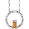 14 Karat White Gold Natural Citrine Circle 16 inch Pendant