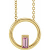 14 Karat Yellow Gold Natural Pink Tourmaline Circle 16 inch Pendant