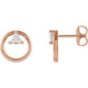 White Diamond Earrings in 14 Karat Rose Gold 0.25 Carat Diamond Geometric Earrings