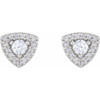 Sterling Silver 0.33 Carats Natural Diamond Halo Earrings