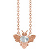 14 Karat Rose Gold Natural White Sapphire Bee 16 inch Pendant
