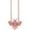 14 Karat Rose Gold Natural Pink Sapphire Bee 16 inch Pendant
