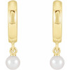 14K Yellow Cultured Seed Pearl Hoop Earrings