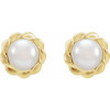 14K Yellow Cultured White Freshwater Pearl Rope Earrings