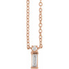 14 Karat Rose Gold .07 Carat Natural Diamond Bar 18 inch Pendant