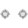 14 Karat White Gold 0.37 Carat Natural Diamond Halo Earrings