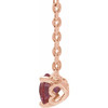 14K Rose Natural Rhodolite Garnet Solitaire 18 inch Necklace