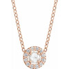 14 Karat Rose Gold 0.20 Carats Rose Cut Natural Diamond Halo 16 inch Pendant