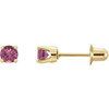 14K Yellow Gold Natural Pink Tourmaline Stud Earrings