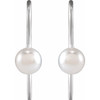 14K White Cultured White Akoya Pearl Wire Earrings