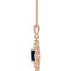 Genuine Sapphire Necklace in 14 Karat Rose Gold Genuine Sapphire and 0.37 Carat Diamond 16 inch Pendant