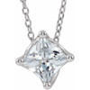 Genuine Sapphire Necklace in 14 Karat White Gold Sapphire Solitaire 16 18 inch Necklace