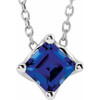 Genuine Blue Sapphire Gemstone Necklace in Sterling Silver Solitaire 16 to 18 inch Pendant