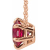 Created Ruby Necklace in 14 Karat Rose Gold Created Ruby Solitaire 16 inch Pendant