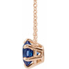 Created Sapphire Necklace in 14 Karat Rose Gold Created Sapphire Solitaire 18 inch Pendant