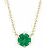 Genuine Emerald Necklace in 14 Karat Yellow Gold Emerald Solitaire 16 inch Pendant
