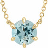 Genuine Aquamarine Necklace in 14 Karat Yellow Gold Aquamarine Solitaire 16 inch Pendant