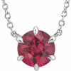 Genuine Ruby Necklace in Platinum Ruby Solitaire 16 inch Pendant
