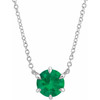 Genuine Emerald Necklace in Platinum Emerald Solitaire 16 inch Pendant