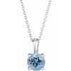 Genuine Aquamarine Necklace in 14 Karat White Gold Aquamarine 16 inch Pendant